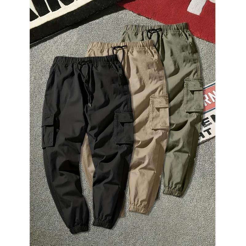 Q 407 3 Pack n'S Solid Color Cargo Pants Polyester Non
