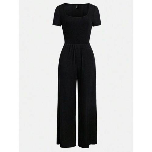 I 19179 Rib Slim Long Jumpsuit 坑条修身长款连体裤跨境外