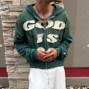 Personalized street letter patchwork embroidered hoodie high