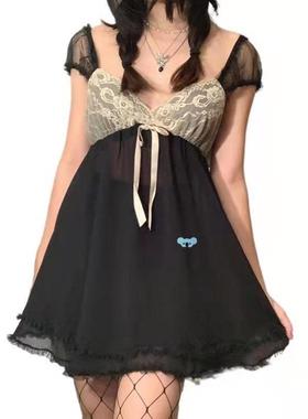 2024 Women Faion yle Lace Chiffon Perspective Bow Dress
