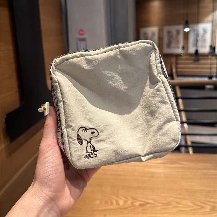 拉链可爱卡通史努比复古外出刺绣