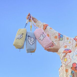 ins线条小狗大容量学生笔袋便携式小狗印花化妆包卡通休闲手提包