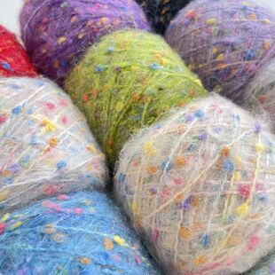 织帽子的专用线彩点马海毛摇粒绒豆豆线手工编织DIY围巾帽子包包