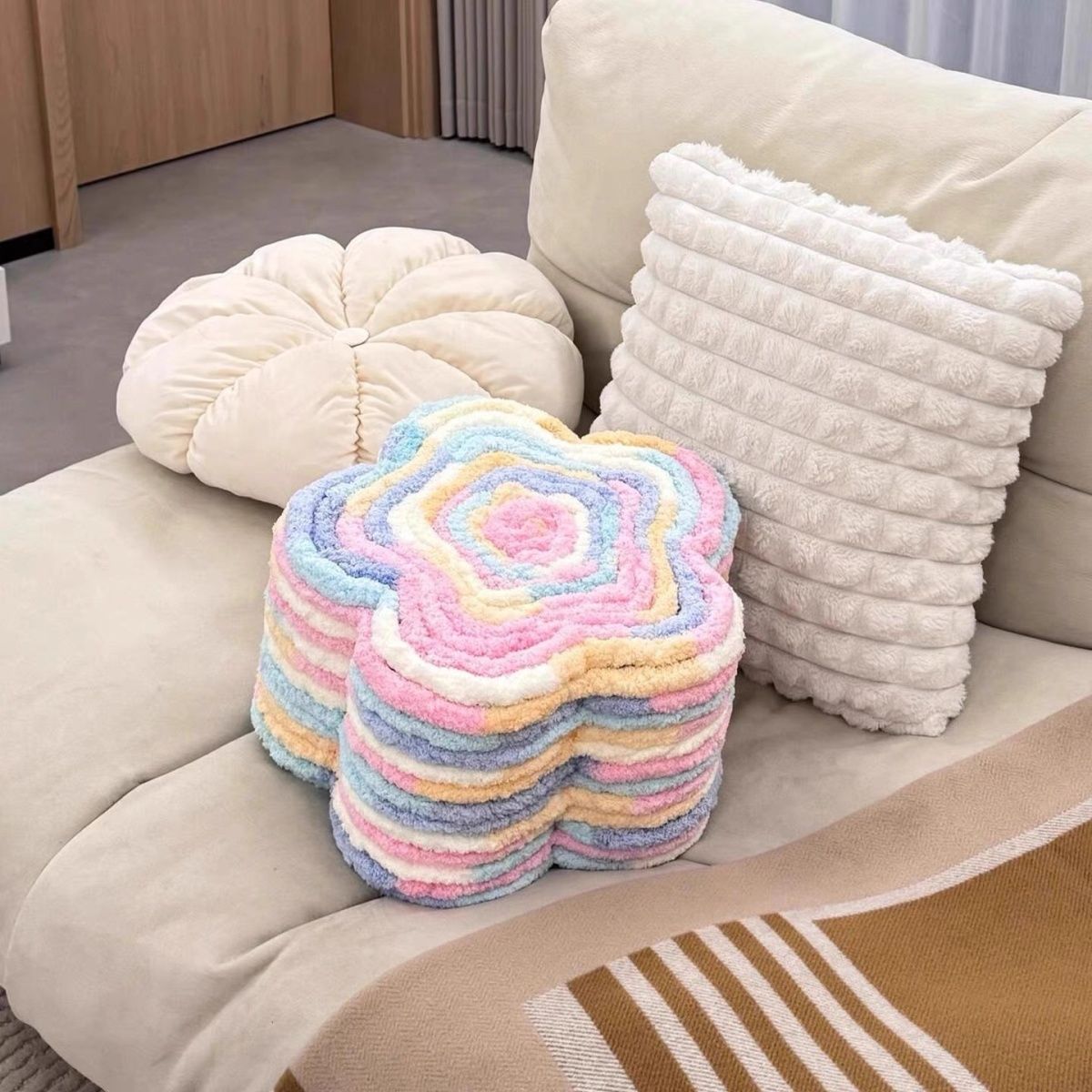 奶粉罐diy材料包超粗冰条线手工奶粉罐DIY编织材料包制作凳子坐垫