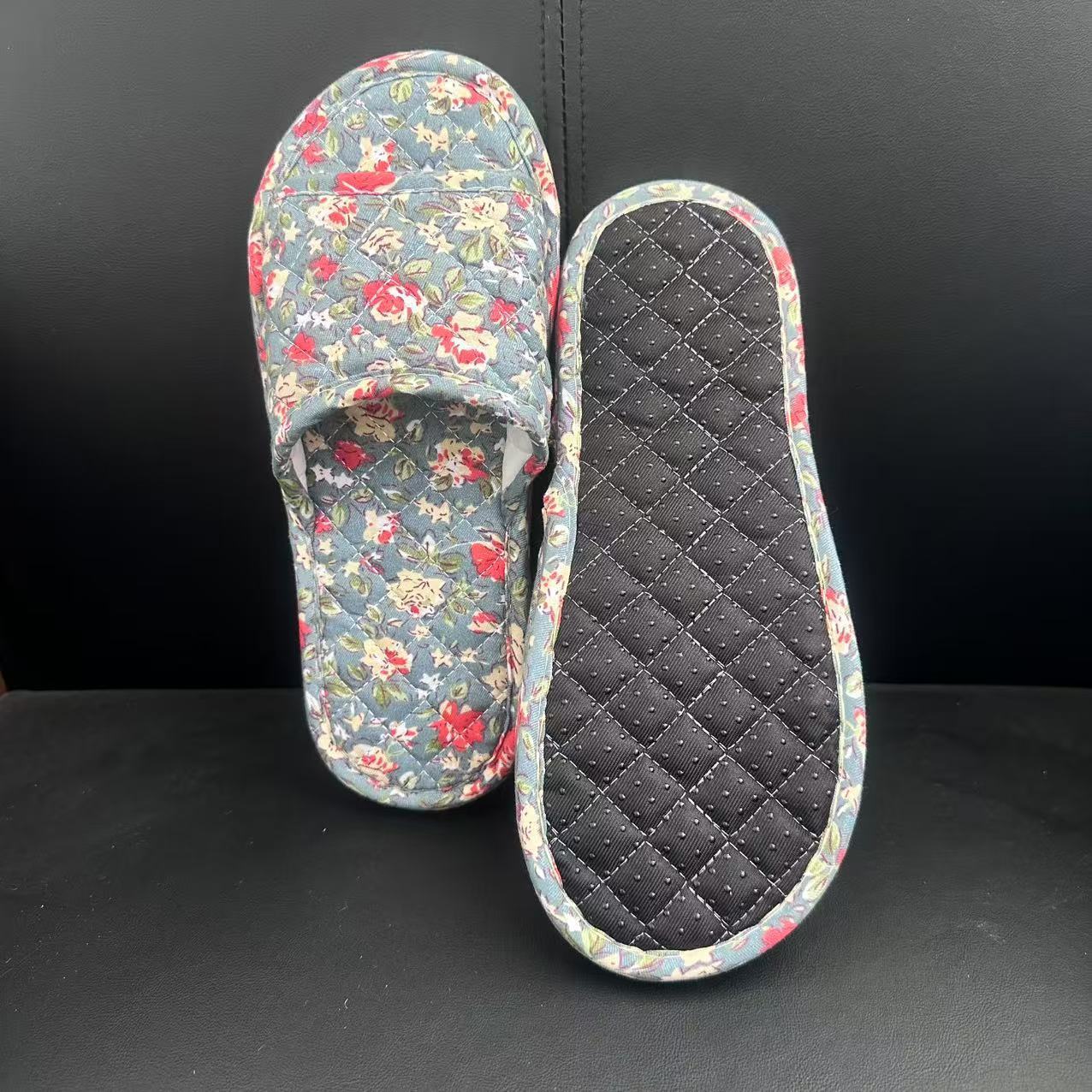 木地板专用静音拖鞋女款防滑布艺拖鞋居家地板地砖防滑室内四季款