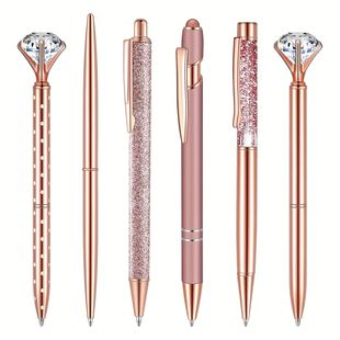 按动笔高颜值手感好速干ins风网红爆款高颜值高级可爱笔玫瑰金创