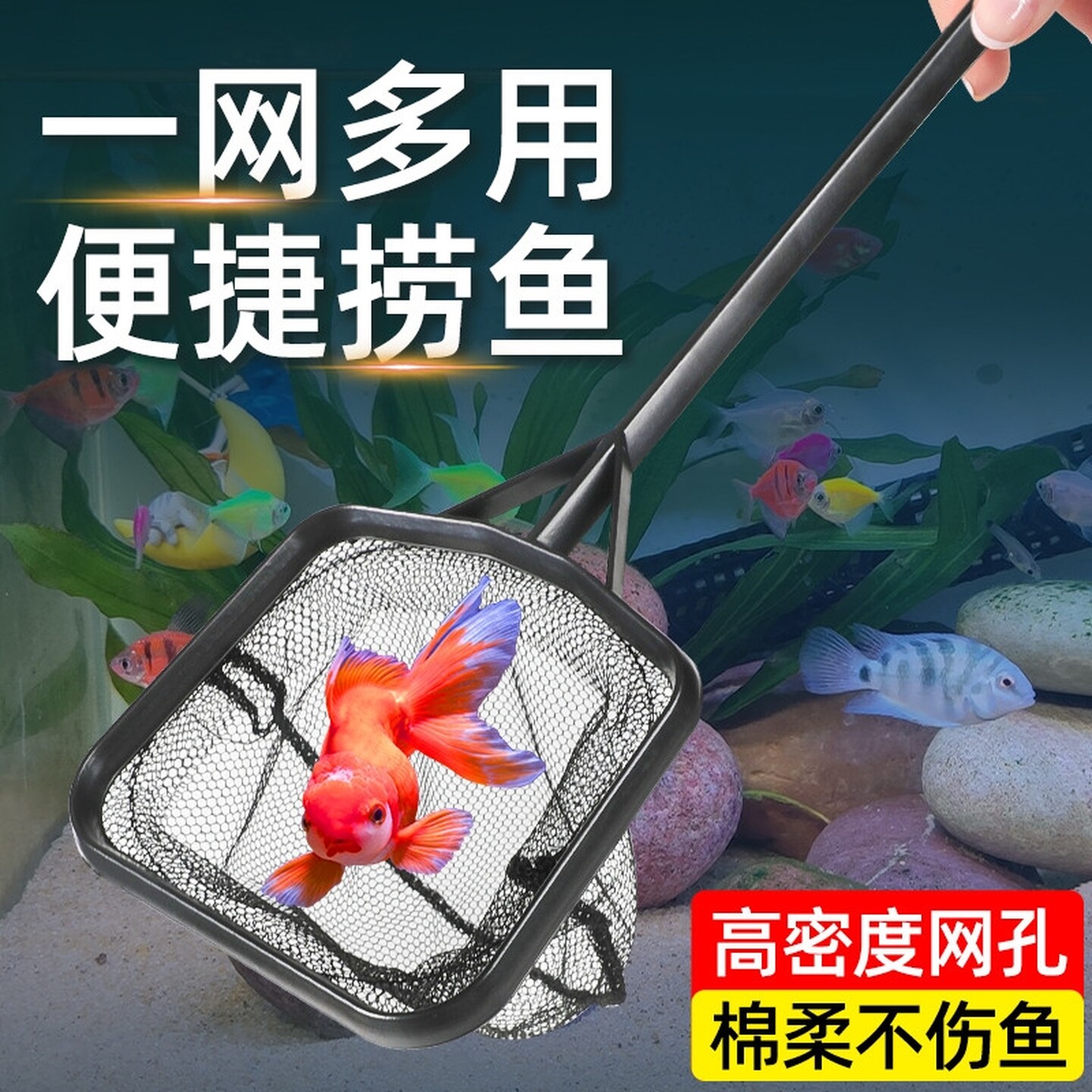 鱼缸捞鱼网兜金鱼捞网鱼网家用抄网手抄网超细观赏鱼捞网小号金鱼