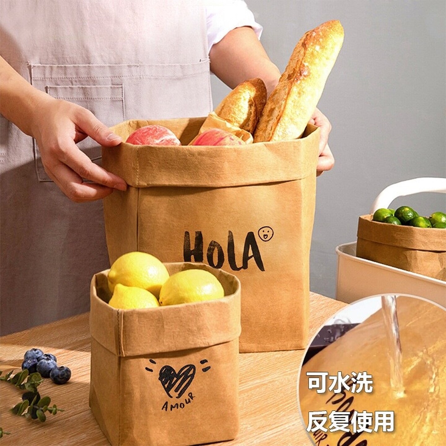 牛皮纸袋厨房冰箱蔬菜水果鸡蛋收纳袋可水洗防水加厚食品袋花盆套