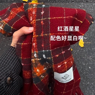 围巾红色格子圣诞韩系浆果星星加厚氛围感仿羊绒2026新款复古保暖