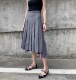 TB百褶裙中长A字裙灰色高腰长裙复古半身裙 TUMA 赠退货宝 秋冬款