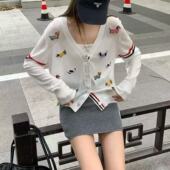 赠退货宝 TUMA TB轻薄上衣卡通彩色小狗修身 针织衫 V领防晒开衫