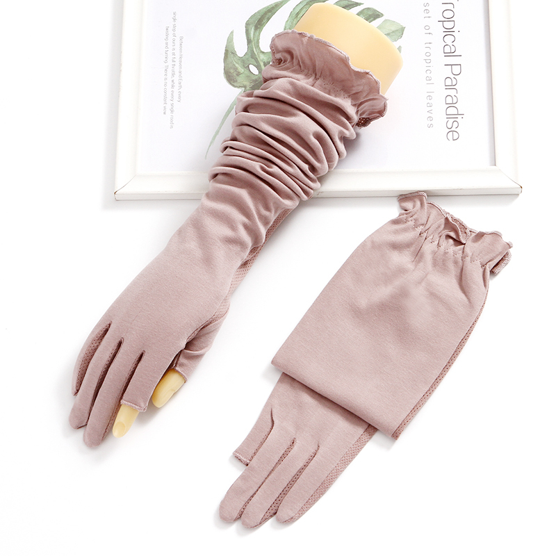 防晒弹力棉骑车长款二指手套