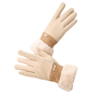 德绒手套女士冬季加绒加厚保暖骑电动车防寒防冻秋冬天骑行可触屏