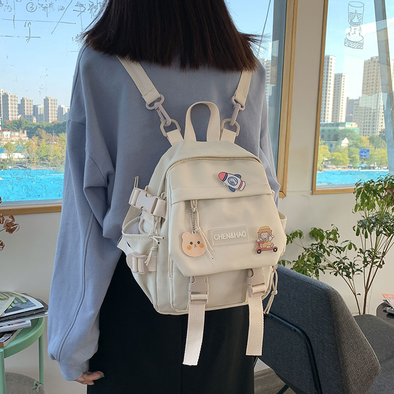 ins帆布包chic少女单肩斜挎包学生日系可爱小众背包休闲双肩包女