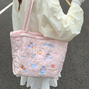 可爱小狗毛绒包包大容量女2025新款韩系通勤包学生党上课托特包潮