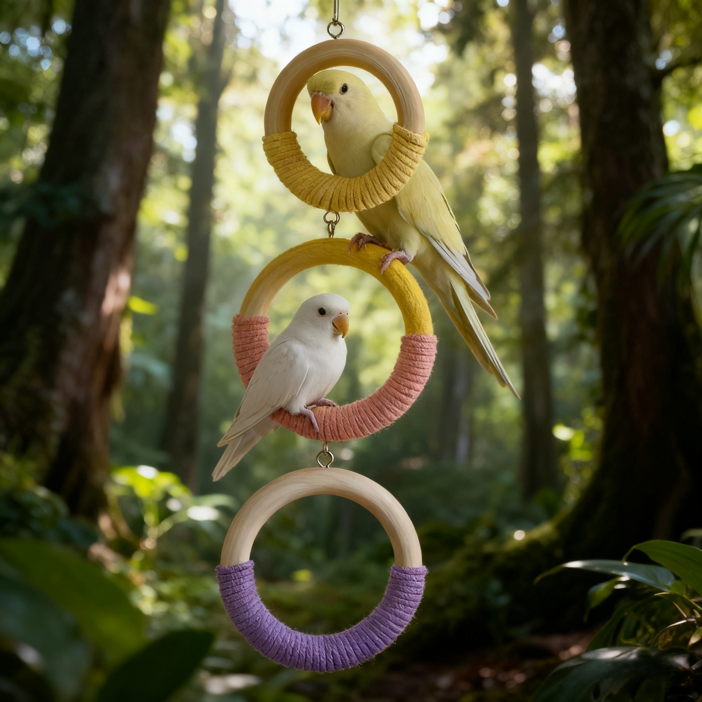 鹦鹉吊环玩具秋千攀爬玩具攀爬啃咬解闷玩具秋千挂环套环鸟笼装饰