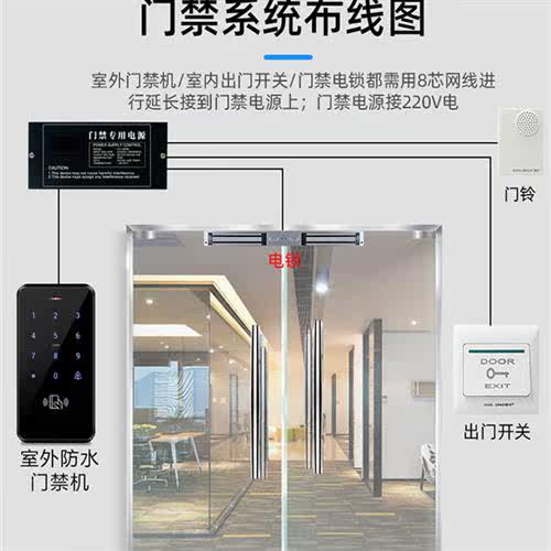 新款防水小区门禁系统机密码刷卡门禁锁套c装电磁锁磁力锁办公室_虎窝淘