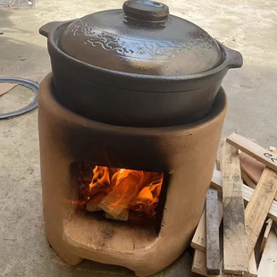 泥巴柴火炉传统手工泥炉砂锅炖鸡煲汤土灶家庭地锅柴火炉泥巴炉子