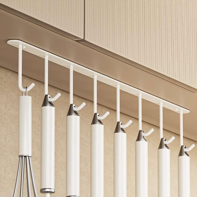 白色橱柜底板挂钩免打孔悬挂式304不锈钢厨房柜底下壁挂排钩吊钩