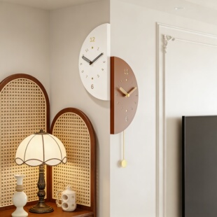 法式挂钟中古风餐厅客厅转角双面时钟挂画2026新款拐角挂墙钟表