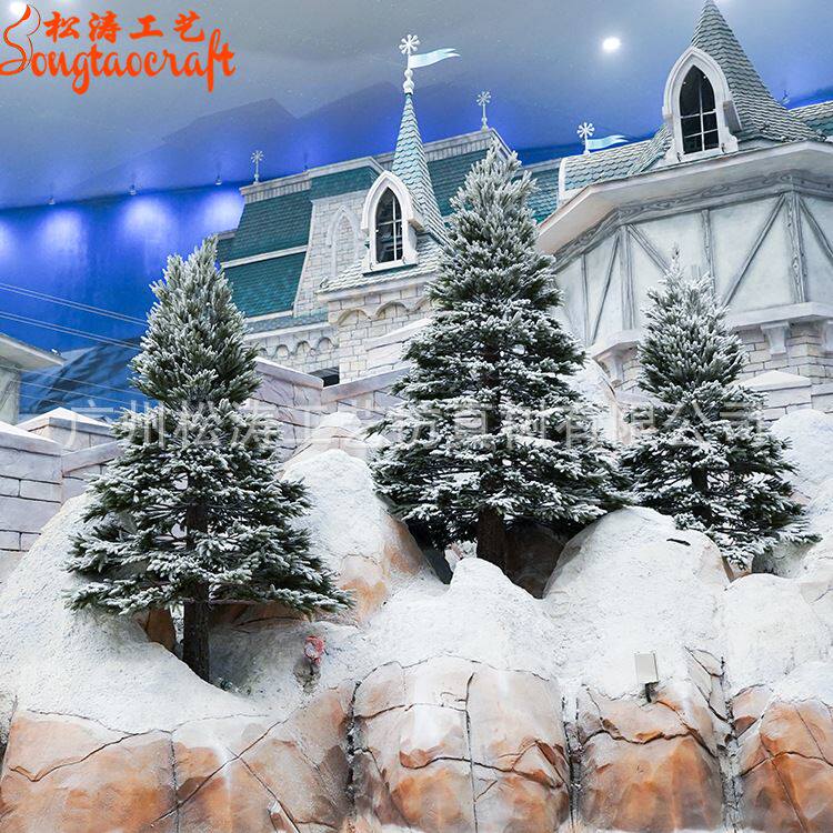 商场酒店装饰仿真雪松树 人造雪绒松树盆景摆件 厂家直销仿真雪松