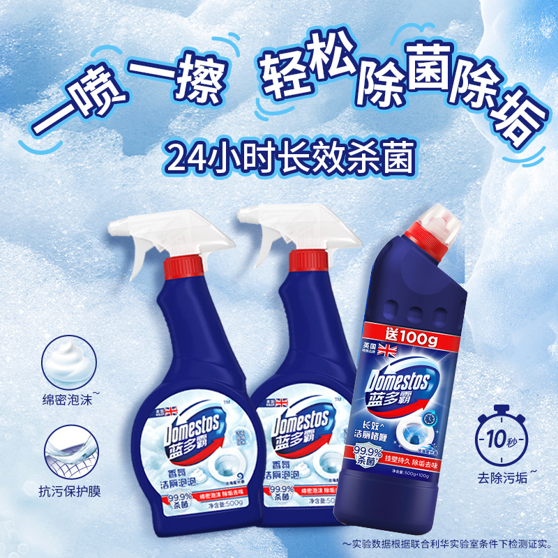 3DOM【洁厕杀菌实惠装】蓝多霸香氛泡泡500g*2+啫喱沧海星光600g