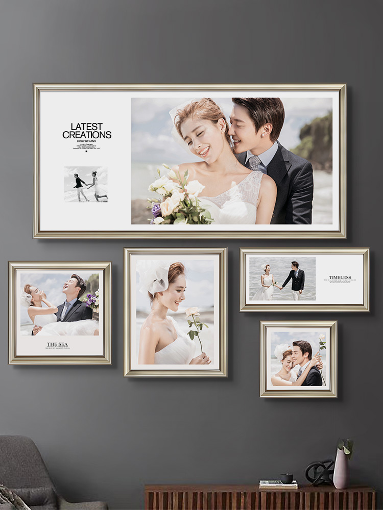 Custom wedding photo frame Enlarge wall hanging bedroom wedding photo large size rinse wash photo family portrait frame