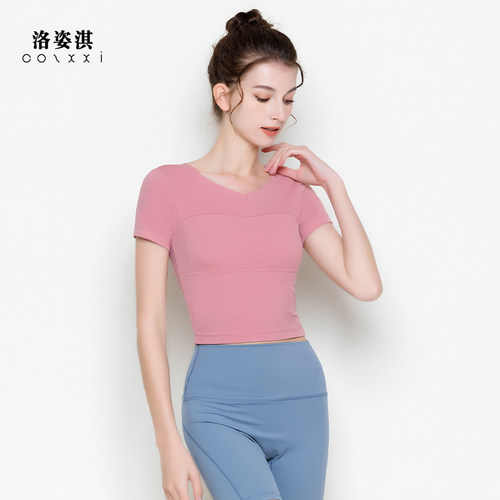 cozxxi/洛姿淇瑜伽短袖性感露腰