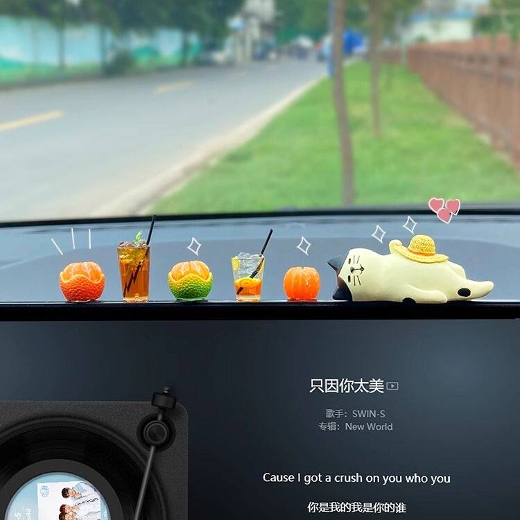 电脑显示器上小摆件汽车内饰品摆件车载中控台屏幕显示屏装饰品电