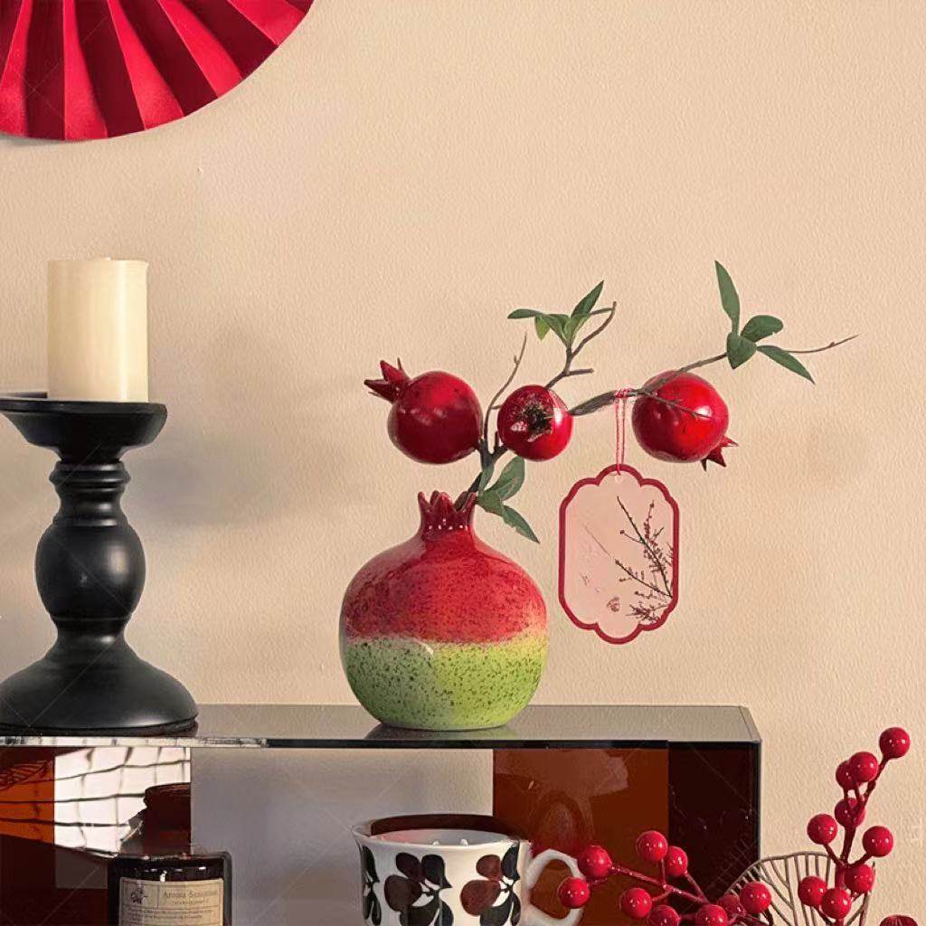 餐边柜摆件仿真花假花石榴花陶瓷花瓶摆件石榴果树枝客厅玄关餐桌,家居饰品,仿真花/假花,淘宝优惠券,粉丝福利购,淘宝优惠卷