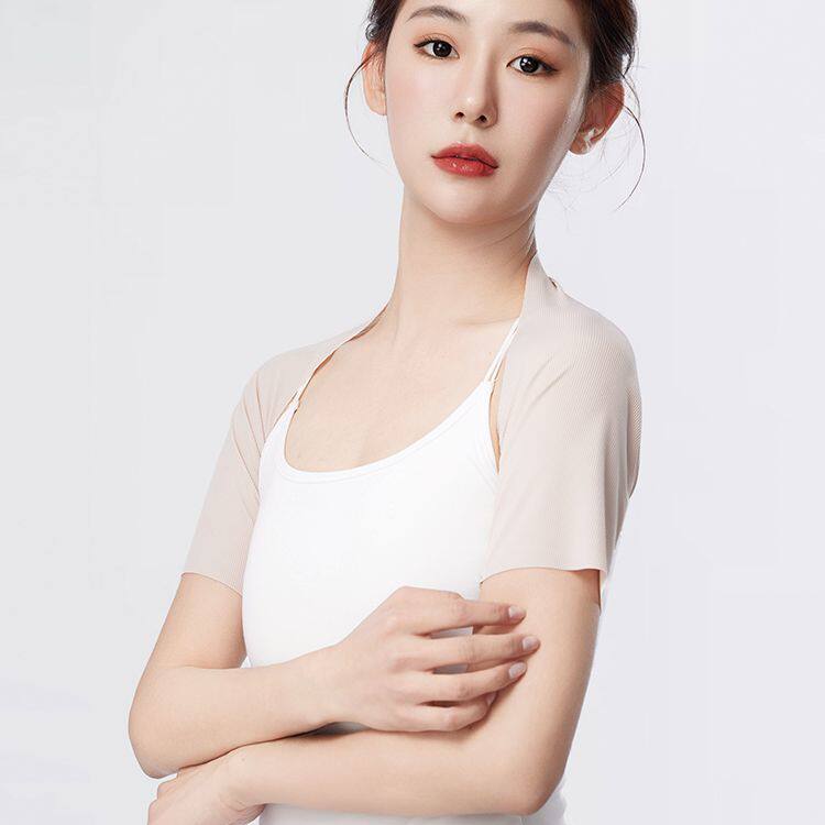 无袖遮手臂神器冰丝防晒袖套披肩上衣夏运动长袖开衫短款小坎肩高