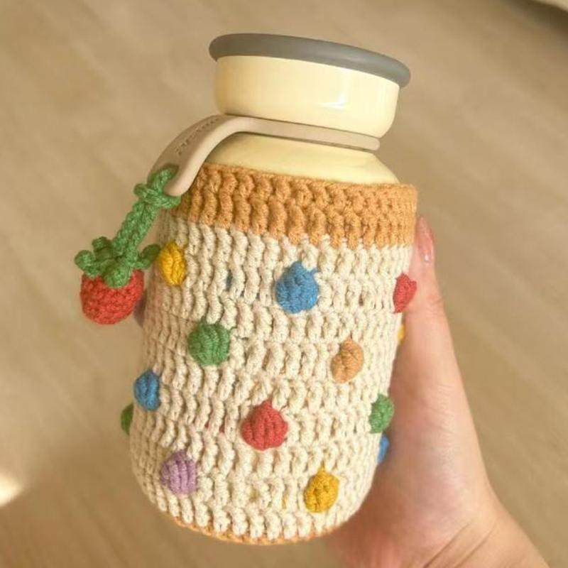 保温杯防护套杯子保护套纯手工编织diy花朵杯套冬季水杯保温套毛,服饰配件/皮带/帽子/围巾,DIY编织材料包,淘宝优惠券,粉丝福利购,淘宝优惠卷