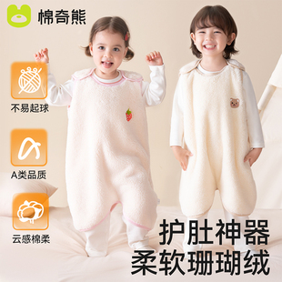 儿童防踢被男女宝加厚连体睡衣 背心式 婴儿睡袋宝宝秋冬款 加绒无袖