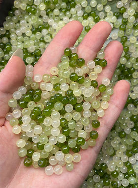 特别的珠子6mm绿色黄色玻璃烤漆圆珠diy手链项链手机链古风发簪流