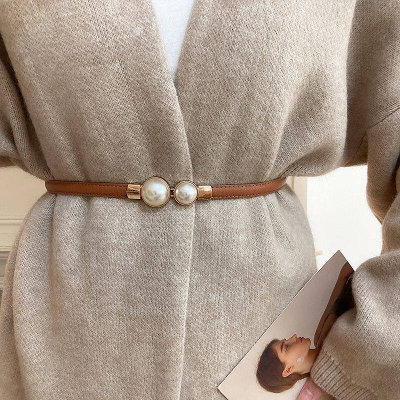 羽绒服专用腰带珍珠高级