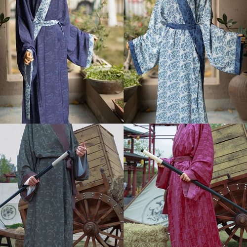 青泠谷新品原创汉服西汉单衣直裾袍宽袖双色