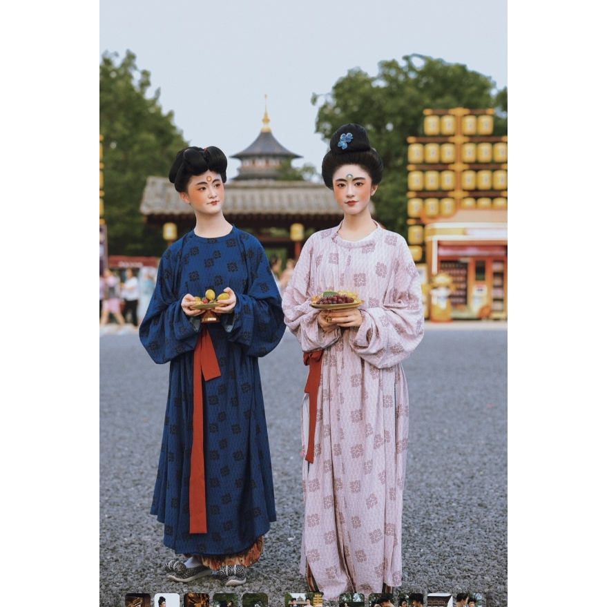 青泠谷阿斯塔纳奕棋图仕女服饰复原圆领袍夏季汉服