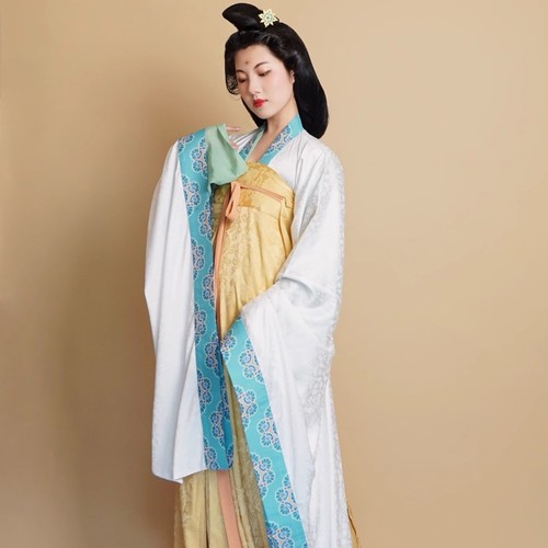 青泠谷原创成人汉服套装女唐制复原仿莫高窟第45窟韦提希夫人服饰