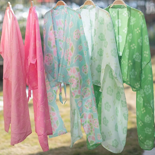 青泠谷天丝暗纹提花印花衫子春夏粉色花卉汉服复原款上衣