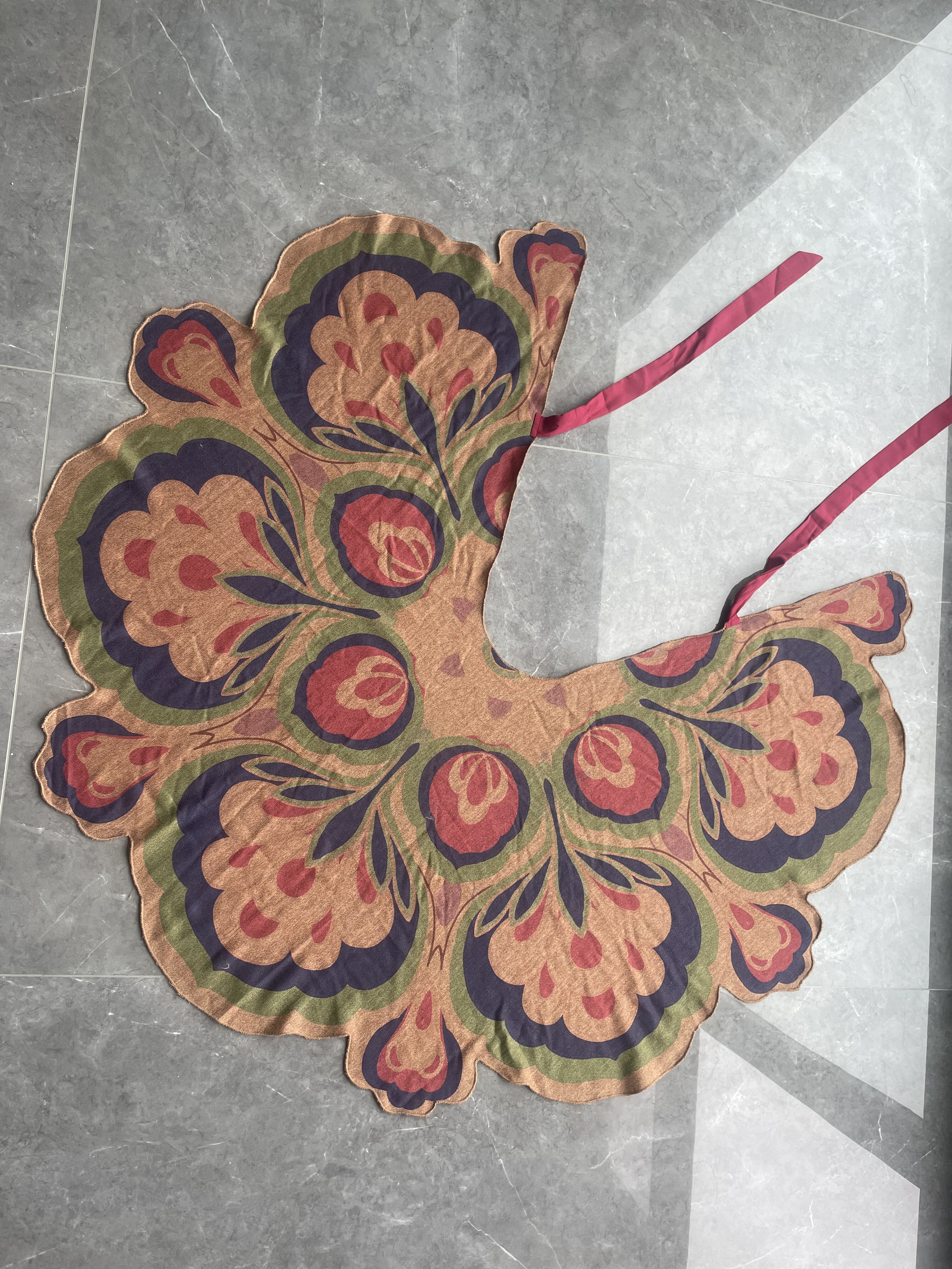 青泠谷春秋针织大团花披肩武周背子