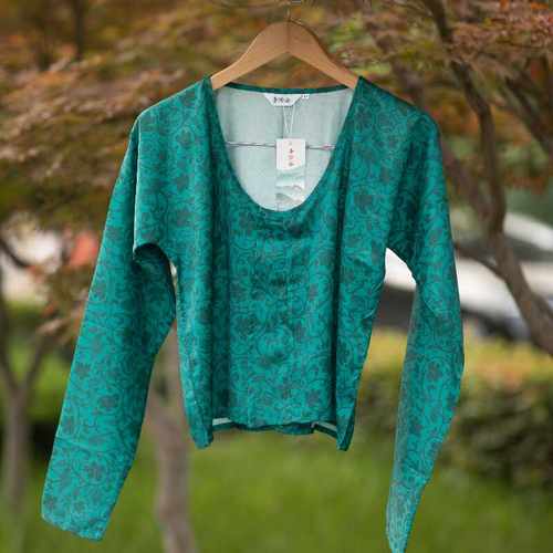 青泠谷原创唐制汉服石绿色上衣女圆领衫子夏季女【现货】