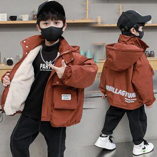 男童加绒棉衣外套秋冬装2025休闲儿童装男孩派克服加厚大口袋潮品