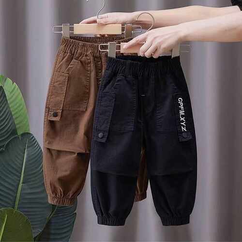 儿童棉布工装裤春秋束脚裤运动裤