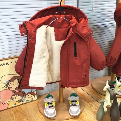 男童加绒宝宝外套秋冬装冲锋衣韩
