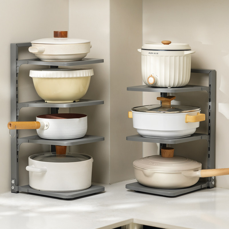 厨房多层置物架家用多功能橱柜下水槽锅具灶台分层放锅架收纳架子