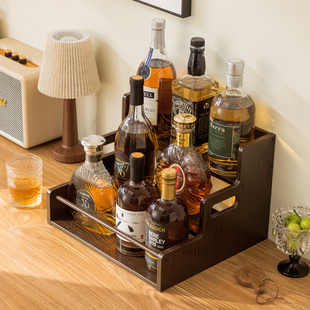 实木酒架置物架桌面吧台酒瓶酒杯架酒柜小酒展示多层阶梯式 陈列架