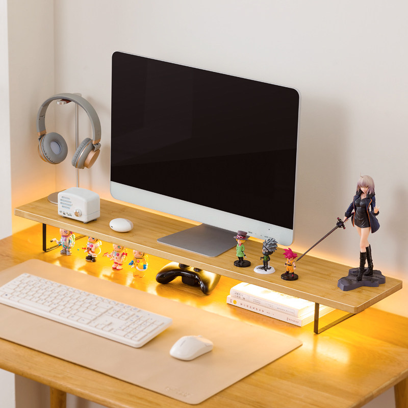 电脑增高架台式笔记本显示器桌面垫高支架加长款办公室收纳置物架