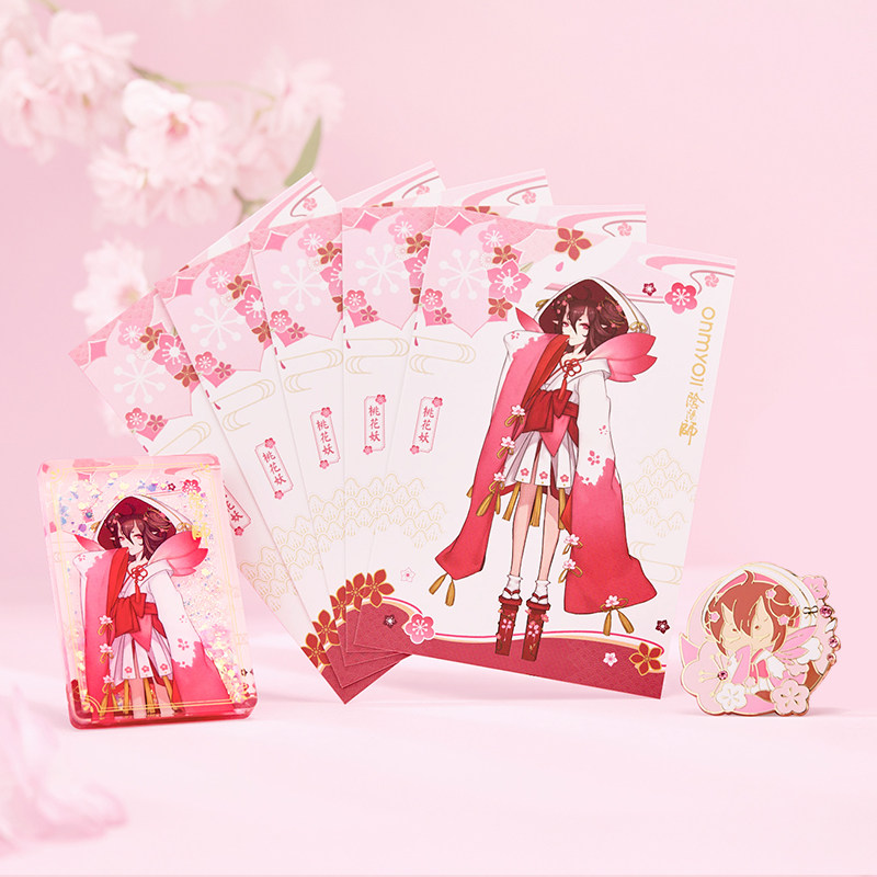 onmyoji阴阳师繁花之绘桃花妖明信片 流沙卡 金属徽章