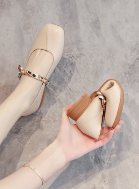 真皮鞋子女2025春秋新款透气皮鞋玛丽珍鞋休闲低跟小跟豆豆乐福鞋