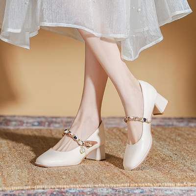 真皮高跟鞋女新款春秋配裙